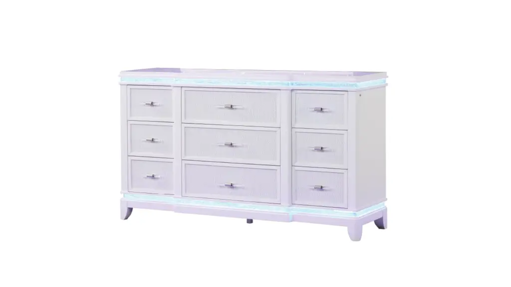Opium Dresser Milky White Contemporary Modern Wood Bedroom Furniture galaxy home furnishings