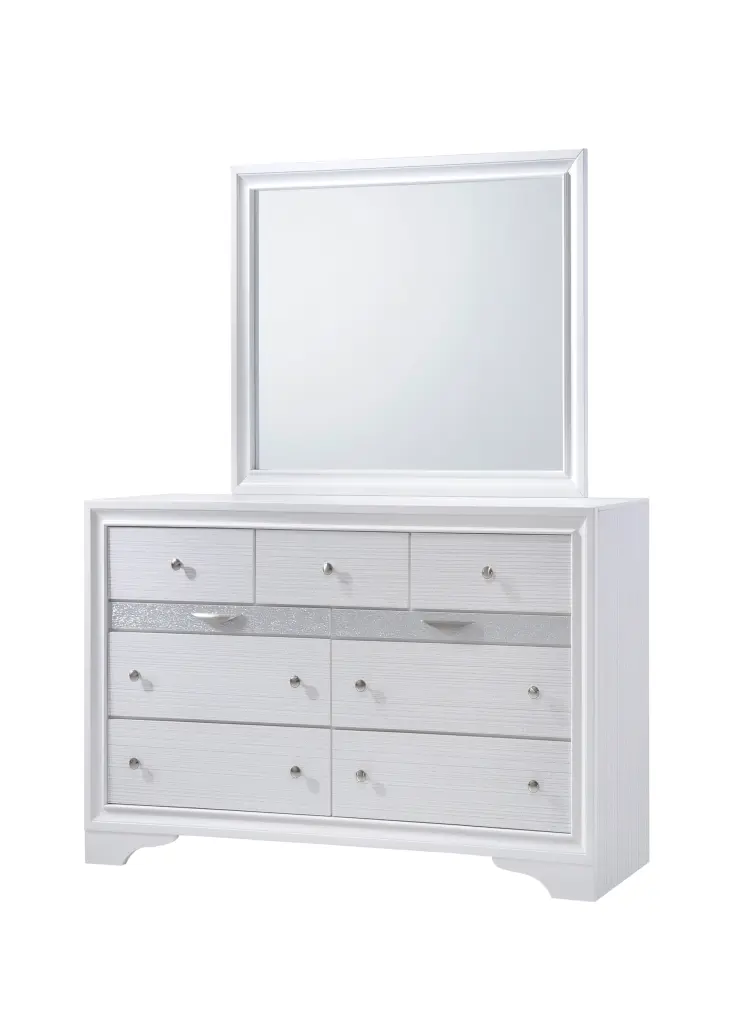 Traditional Matrix 7 Drawer Dresser White Wood Bedroom Storage Chest galaxy home furnishings