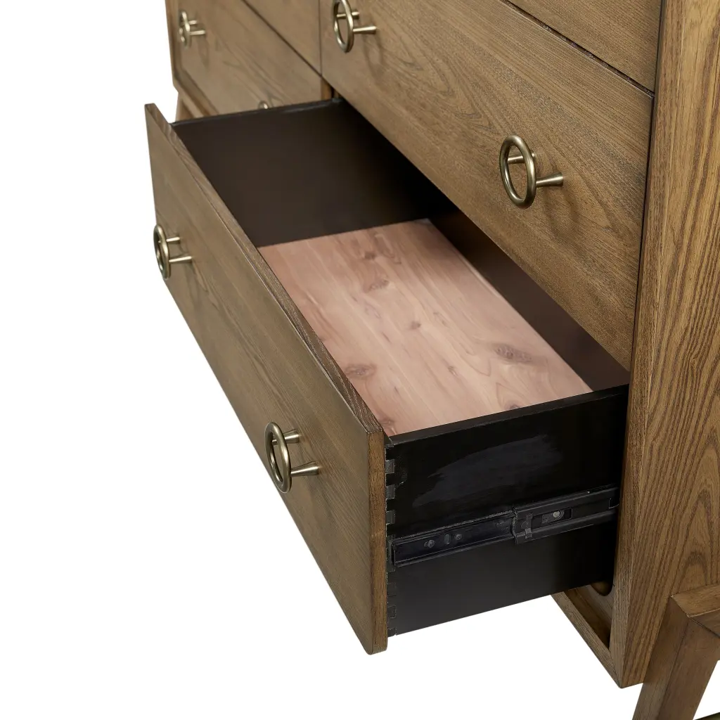6 Drawer Dresser Latte Finish Light Brown Solid Timber MDF ihomefurnishings