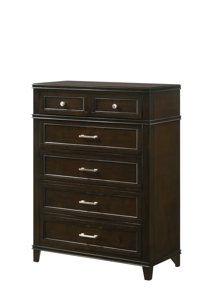 Merlot 5 Drawer Chest Mahogany Solid Timber MDF Construction ihomefurnishings