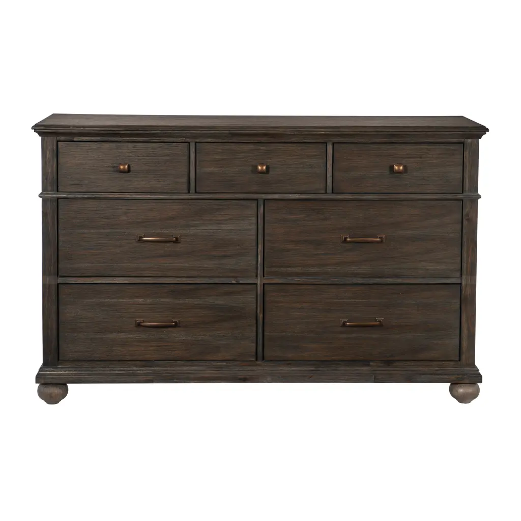 Classic Rustic Brown Finish Dresser 7 Drawers Timberen Bedroom Furniture kanepe