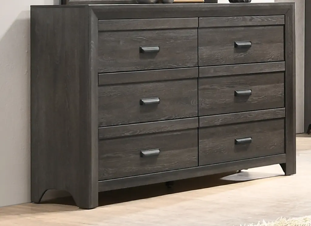 Contemporary Six Drawers Dresser Brownish Gray Driftwood Finish Rustic kanepe