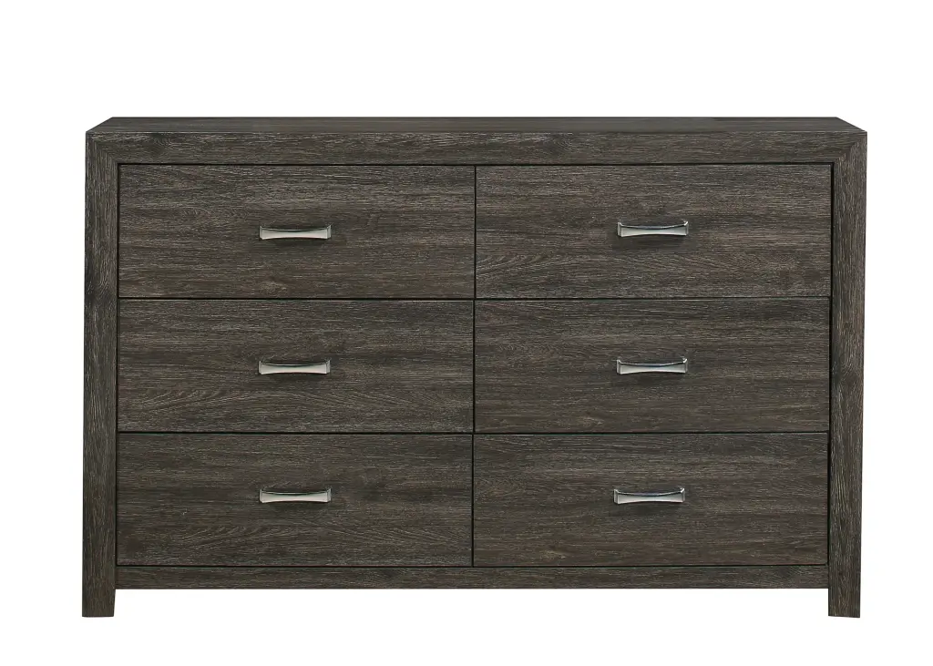 Dark Gray Finish 1Pc Dresser 6 Drawers Chrome Tone Handles Contemporary Storage kanepe