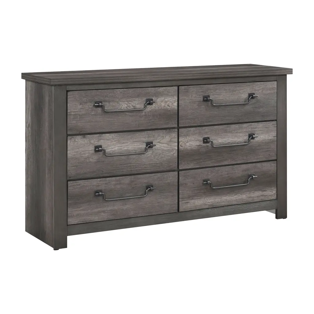 Gray Finish 6 Drawer Storage Dresser Traditional Wooden Bedroom Furniture kanepe