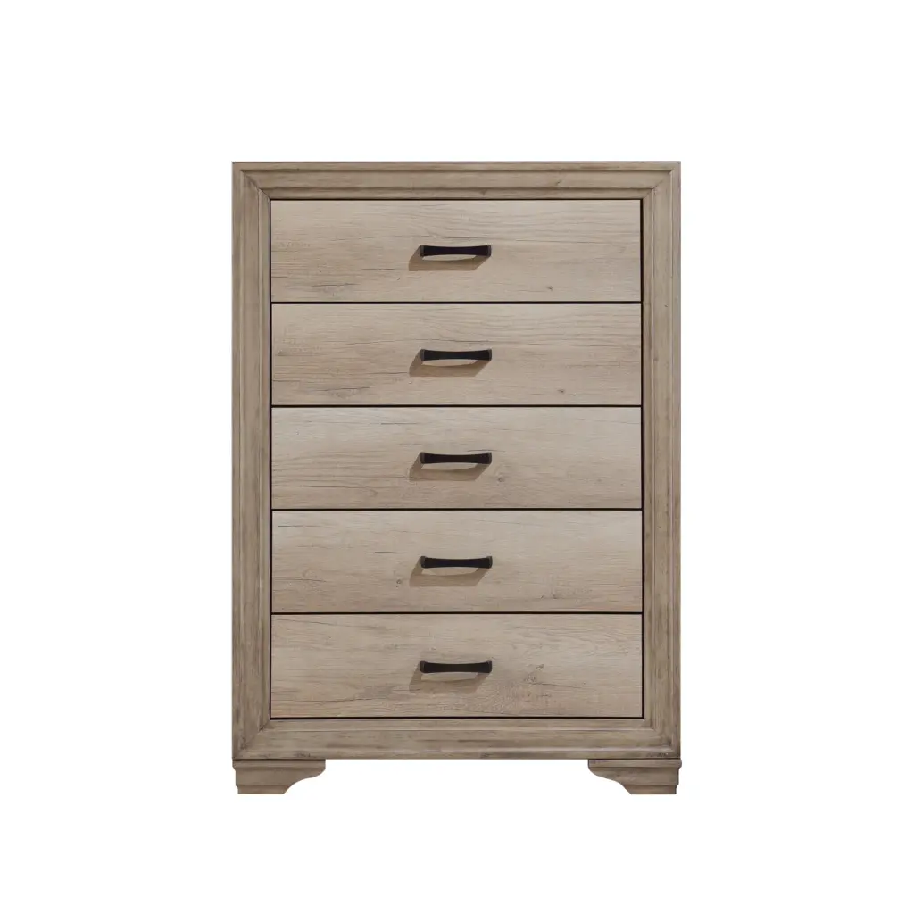 Natural Finish 5 Drawer Chest Black Hardware Bedroom Storage kanepe