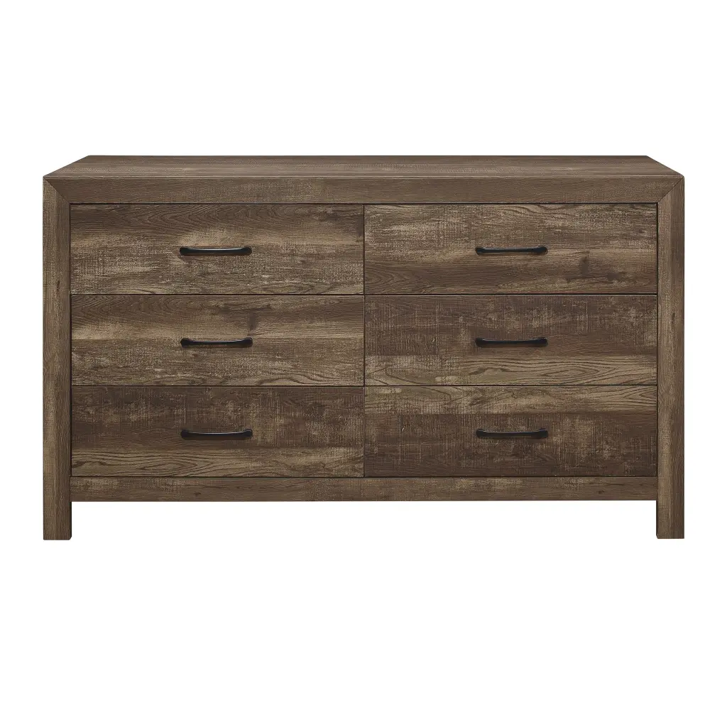 Rustic Brown Finish Dresser Black Handles Timberen Furniture kanepe