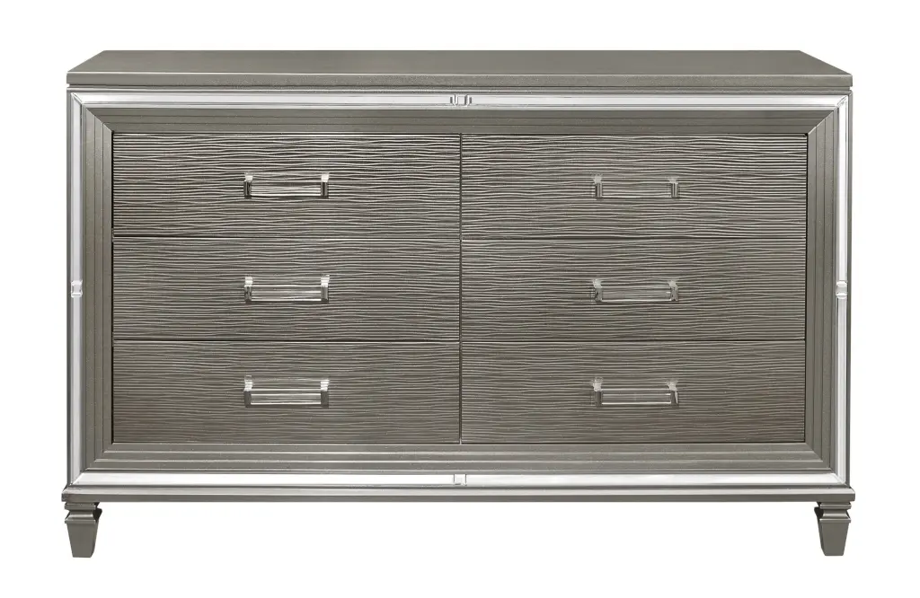 Silver Gray Metallic Finish Glam Style 6 Drawer Wooden Dresser kanepe