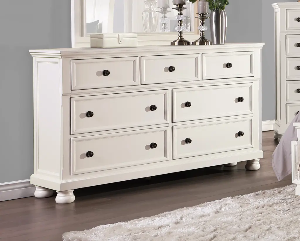 Transitional White Finish Dresser 7 Drawers and Jewelry Tray kanepe