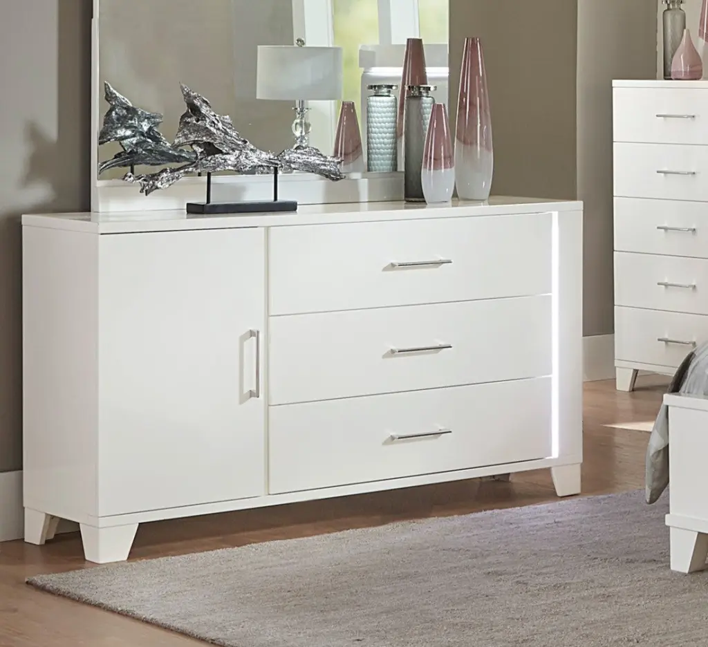White High Gloss Finish Modern Bedroom Dresser Drawers Adjustable Storage kanepe