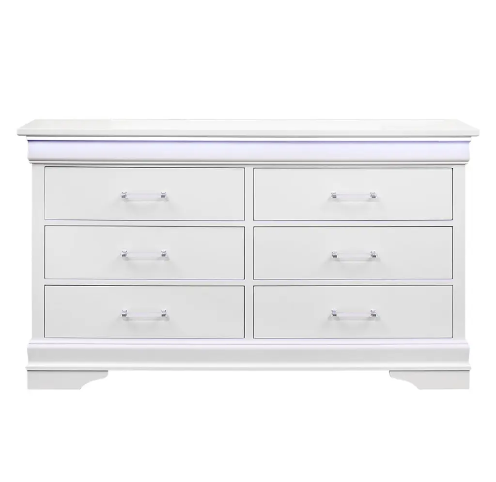 Charlston White Dresser Led White Solid Timber Mdf luxe modern furniture