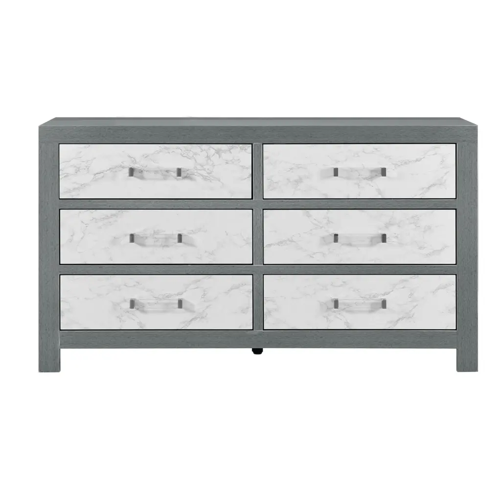 Rush Grey Dresser Solid Wood and MDF Construction Bedroom Storage luxe modern furniture