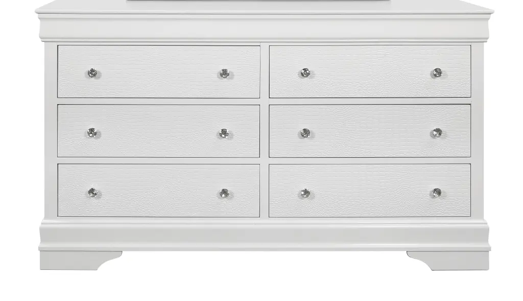 Shaker Crocodile Metallic White Dresser White Solid Wood Mdf Bedroom Storage luxe modern furniture