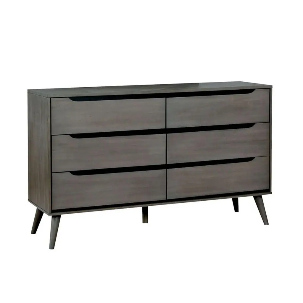 Modern Minimal Style Wooden Gown Gray Finish Elegant Dresser royal hampton