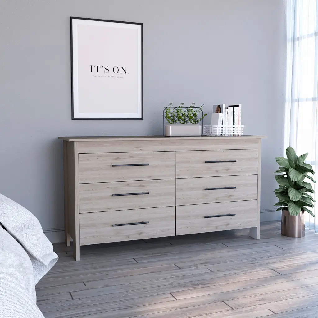 HMS 6 Drawer Double Dresser High Quality Top and Four Legs rta mubles colombia