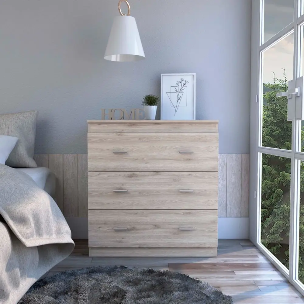 Topaz Three Drawer Dresser High Quality Top Handles Light Gray Modern Bedroom Furniture rta mubles colombia