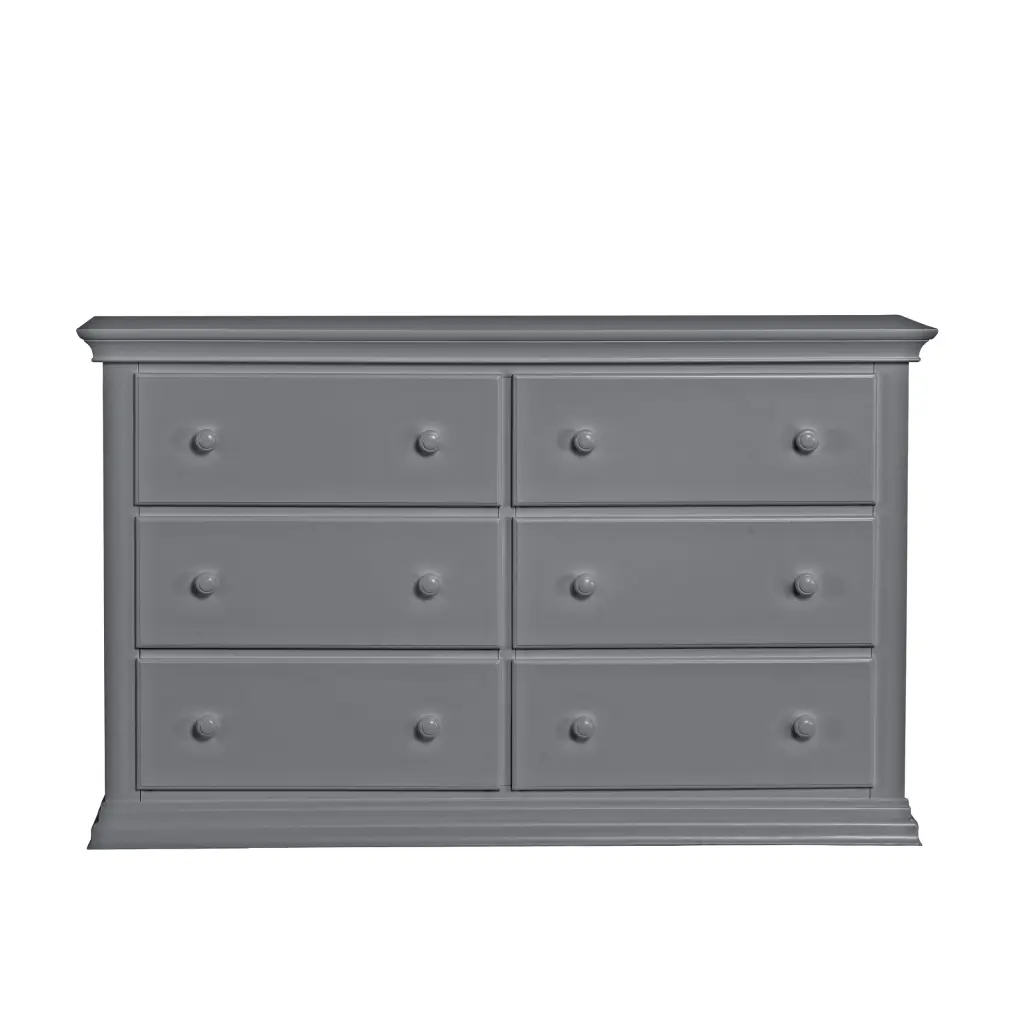 Universal 6 Drawer Dresser Gray - Solid Wood Bedroom Storage Solution simple living