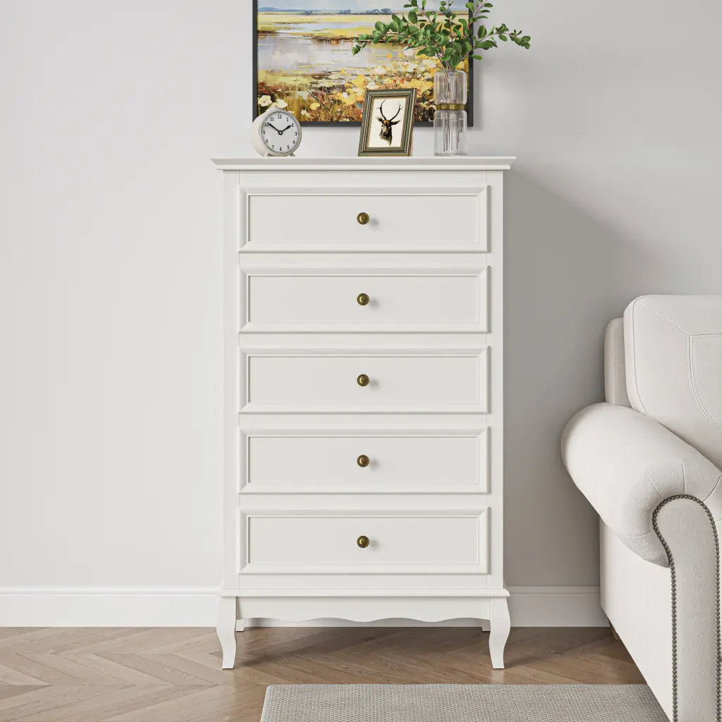 5 Drawer Dresser Bedroom Modern Storage Closet Cabinet Organizer Light Gray tradeber