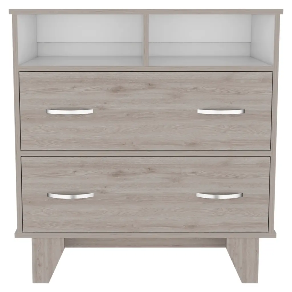 Double Drawer Light Gray White Gown Dresser Bedroom treevol furniture