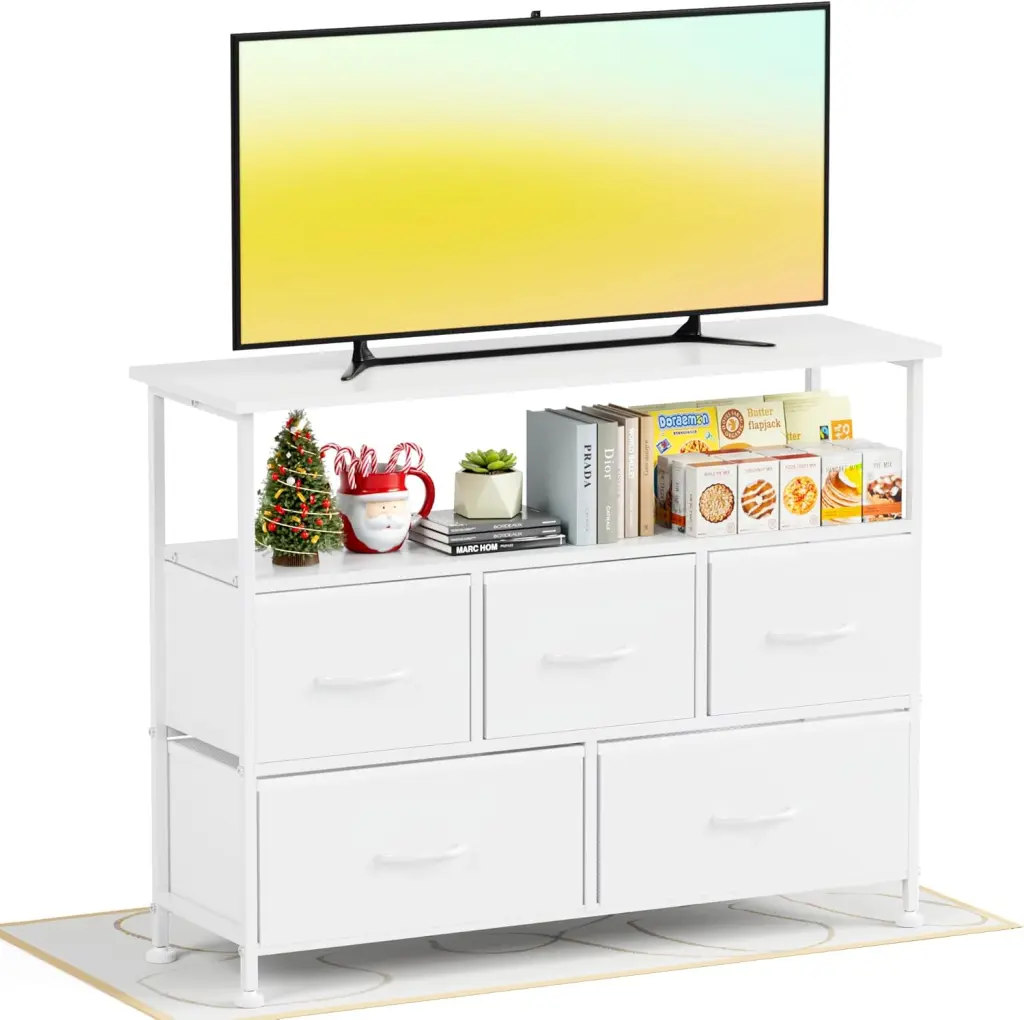 TV Stand Dresser Bedroom Entertainment Center 5 Material Drawers Multi Functional w1134dhs