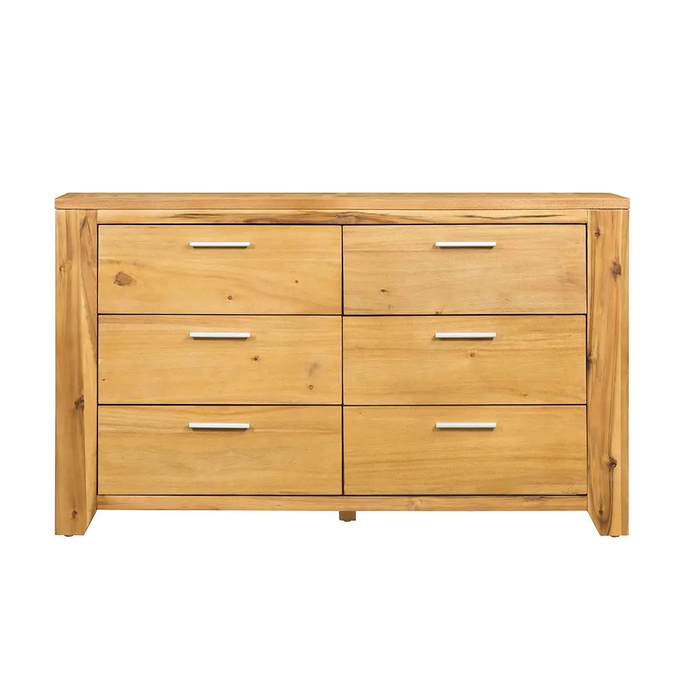 53X17X31.5 Inch 6 Drawer Dresser Natural Timber Brown Primary Living Space Storage w2078