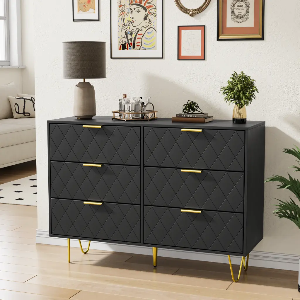Modern Black 6 Drawers Bedroom Small Dimensions 6 Drawer Dresser Sleek Design zhonglei