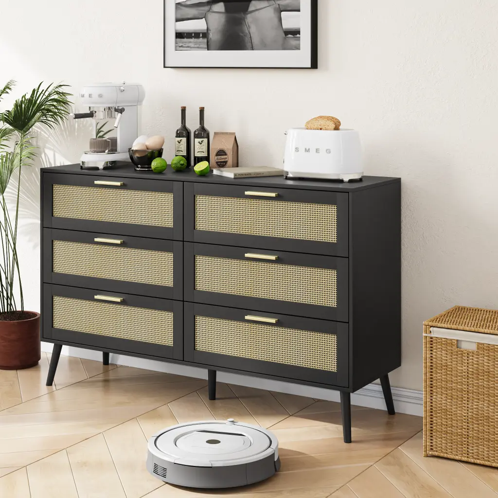 Rattan 6 Drawers Chest Drawers Bedroom Modern Storage Furniture zhonglei