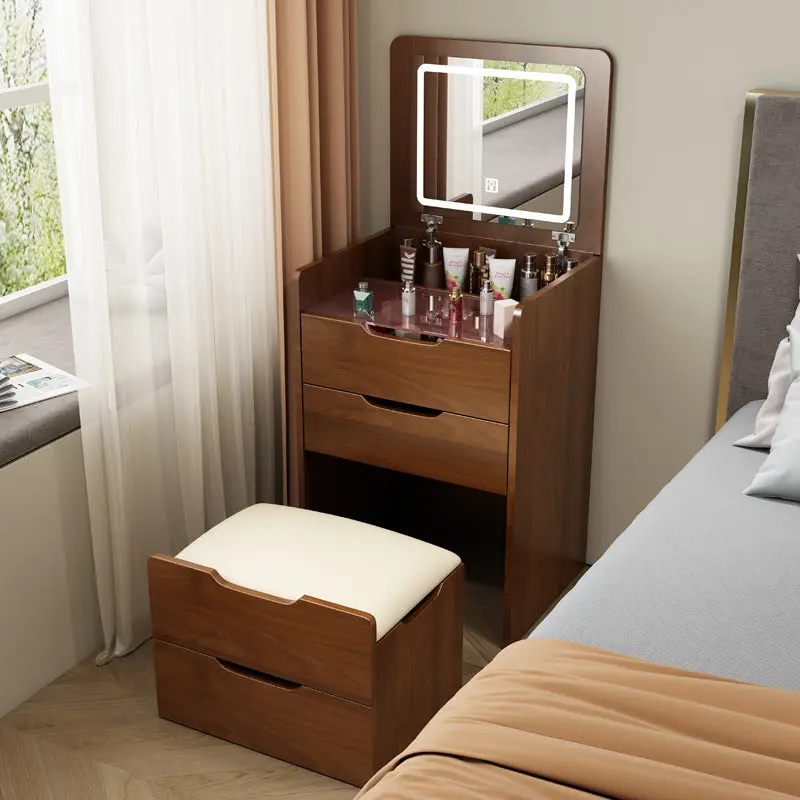 Walnut 3 1 Vanity Desk Flip Top Mirror Small Makeup Vanity Set eheng