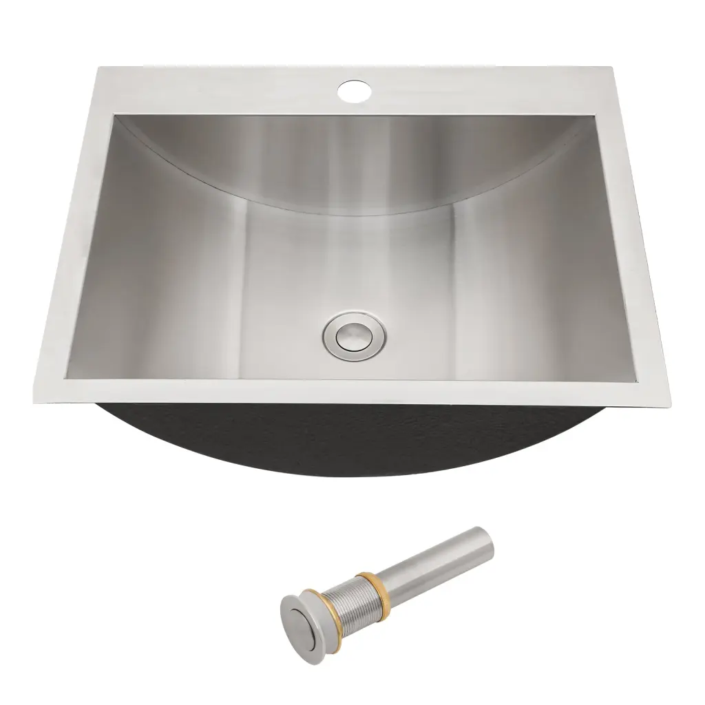 21x17 Inch Brushed Nickel Stainless Alloy Drop Bathroom Sink Pop Up Drain lordear