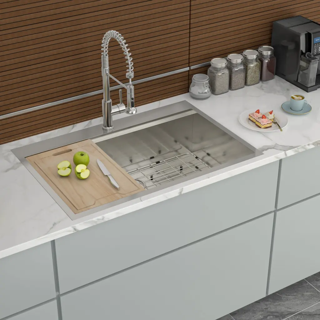 33 Inch Drop Kitchen Sink, 33x22 Inch Stainless Alloy Metal 18 Gauge lordear