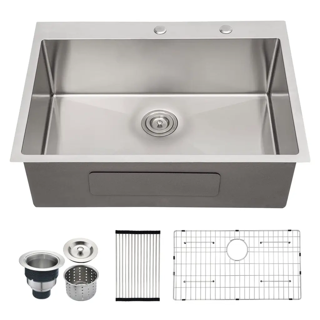 Stainless Steel 30-Inch 2-Hole Single Bowl Drop- Kitchen Sink Bottom Grid whale