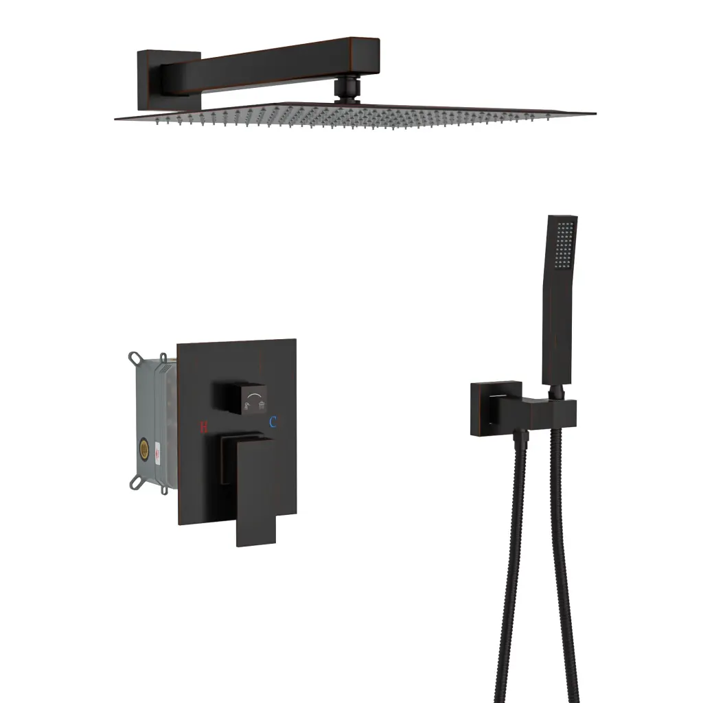 Dual Shower Head 10 Inch Wall Mounted Square Shower System Rough lordear