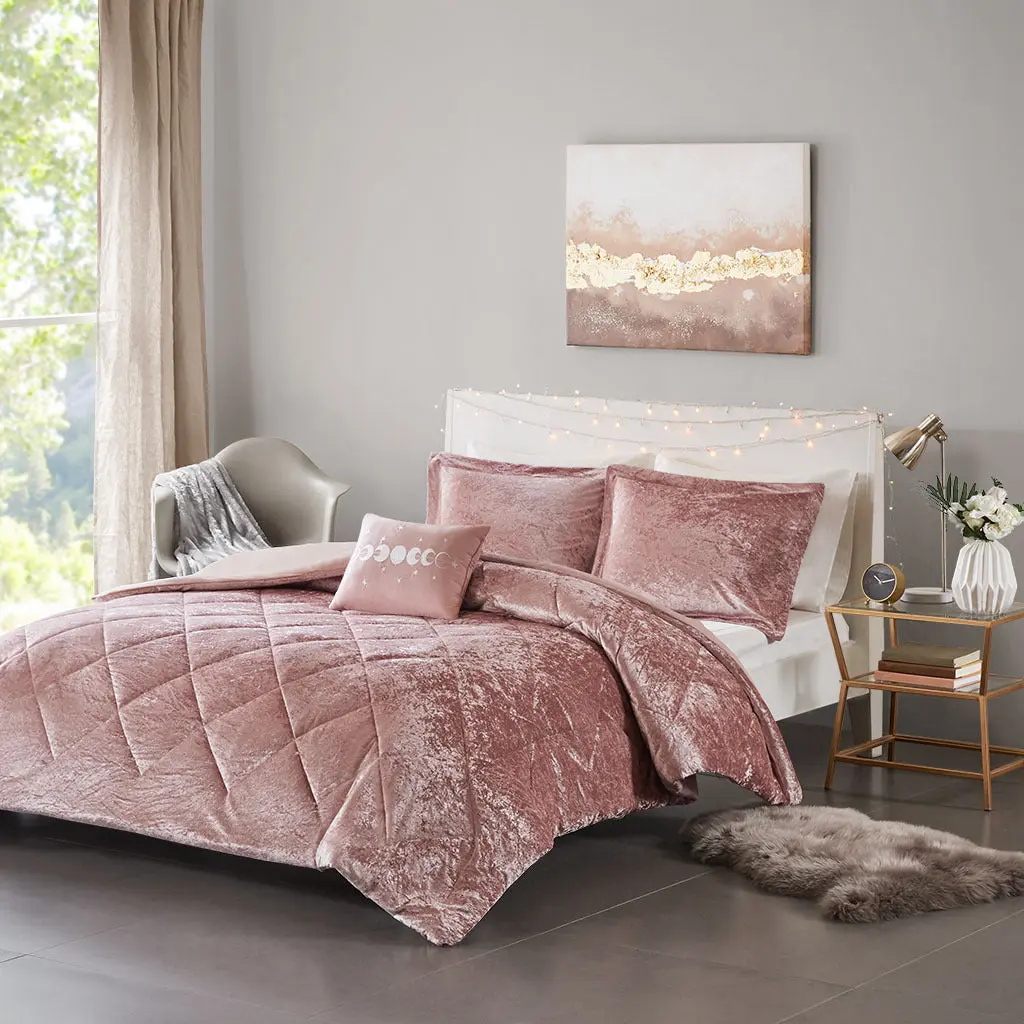 Velvet Duvet Cover Set King Blush Polyester Luxury Bedding jla