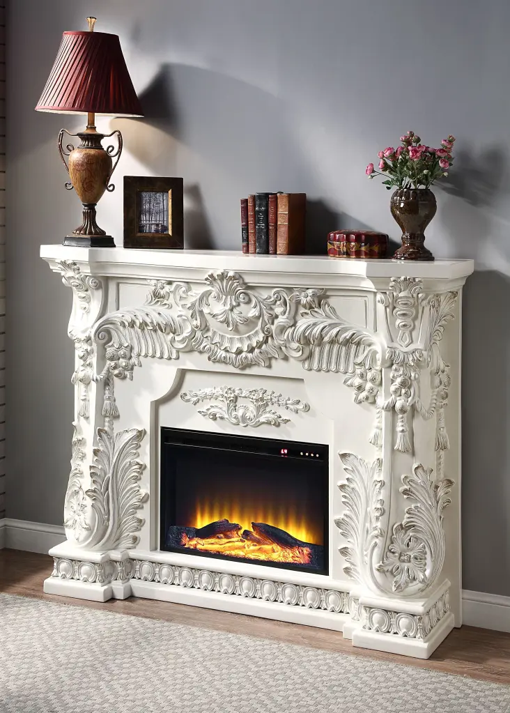 Adara Fireplace Antique White Finish Ac01620 Antique White MDF acme onsite store