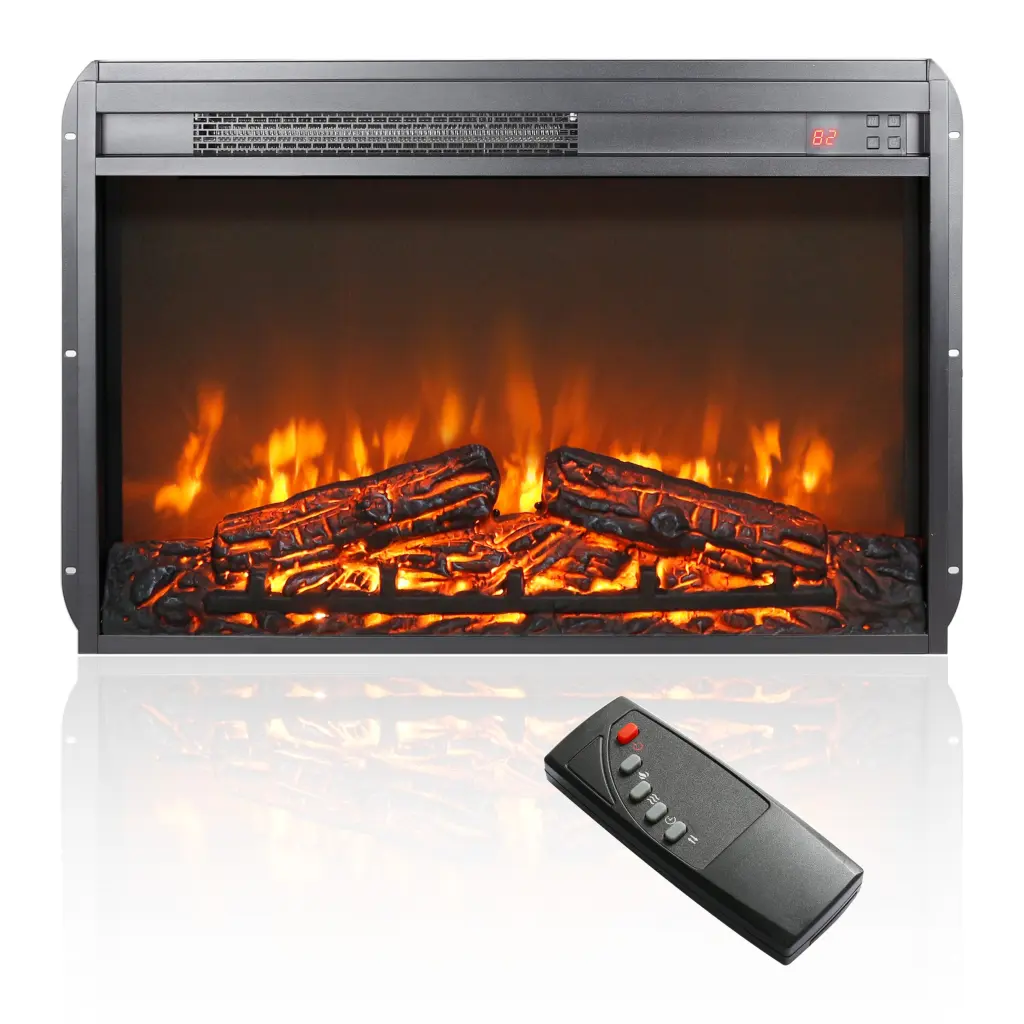 26 Inch Electric Fireplace Insert Ultra Thin Heater Log Set and Remote cambridge electrical manufacturing