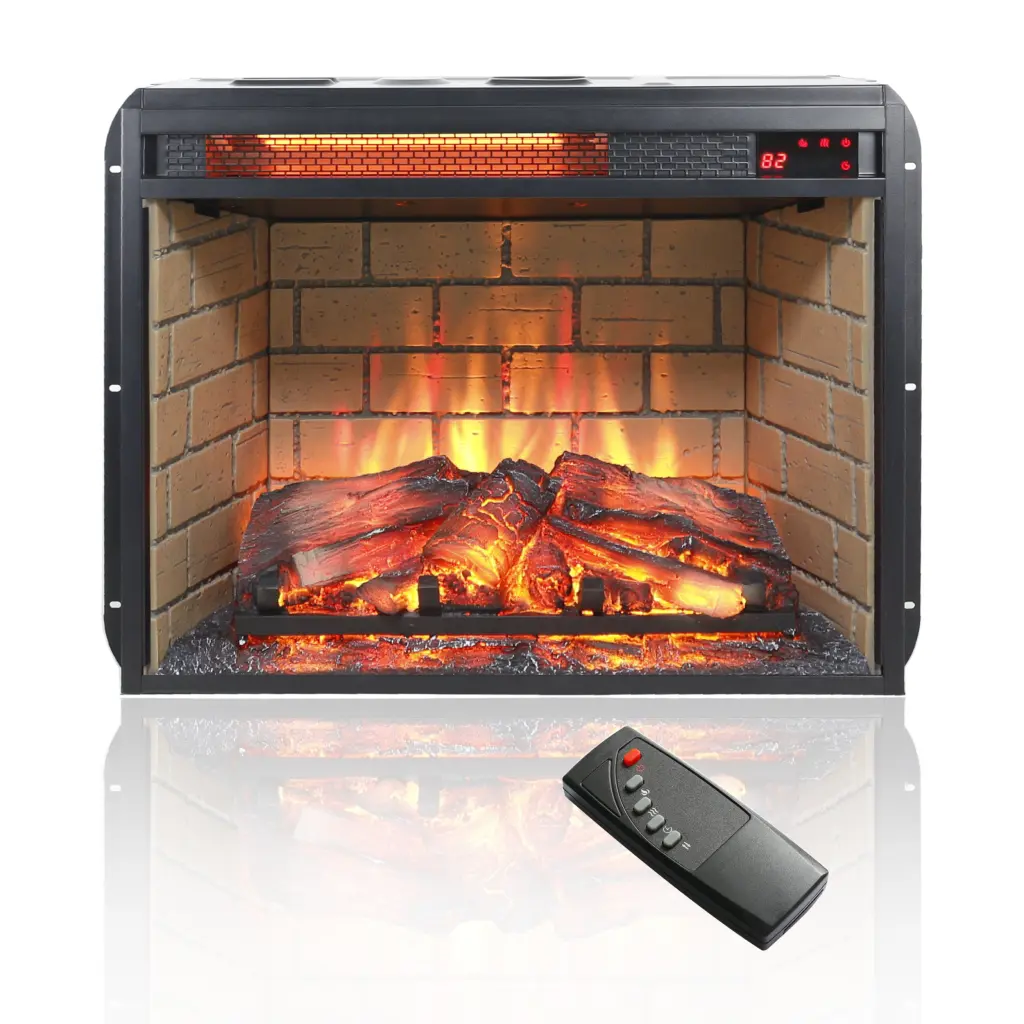 23 Inch Infrared Quartz Heater Fireplace Insert Woodlog Version Blower cambridge electrical manufacturing