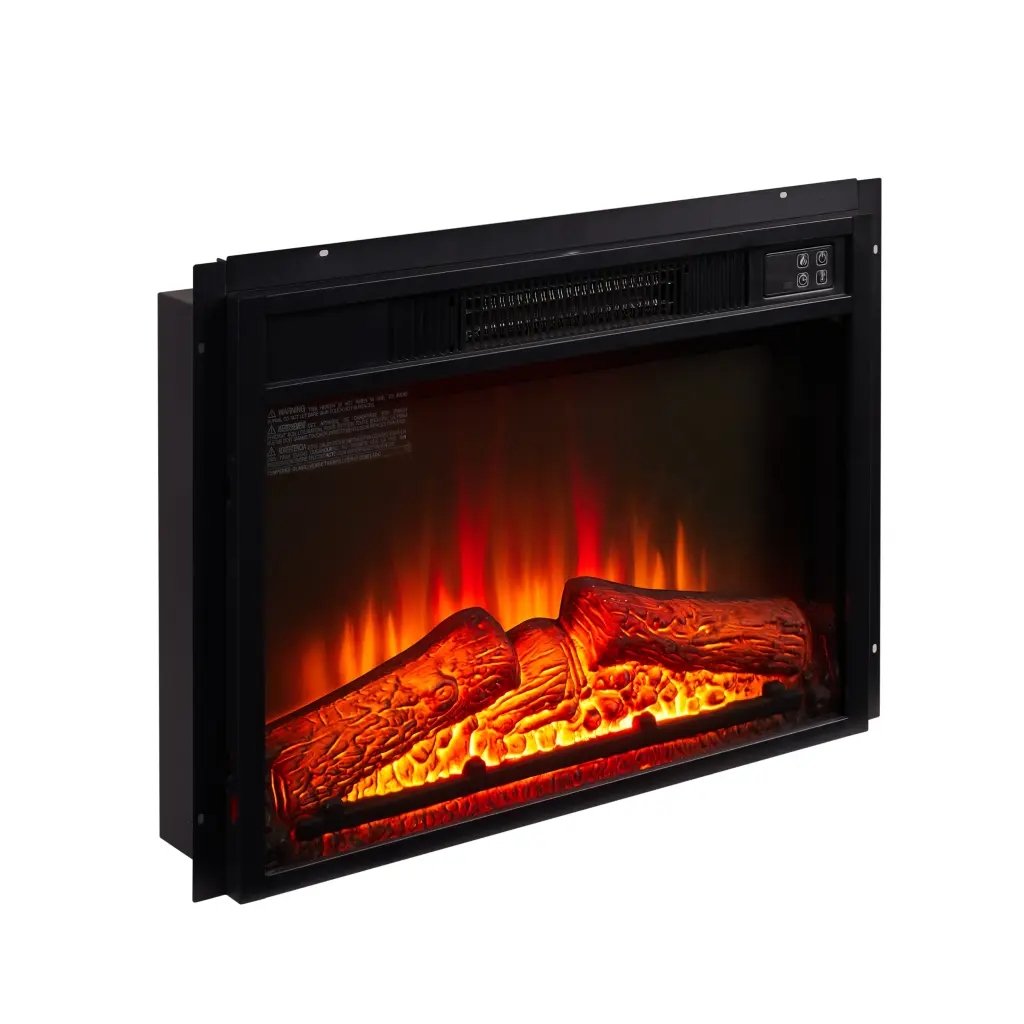 Electric Fireplace Insert 18 Inch 1400W 120V Black Tempered Glass rnb