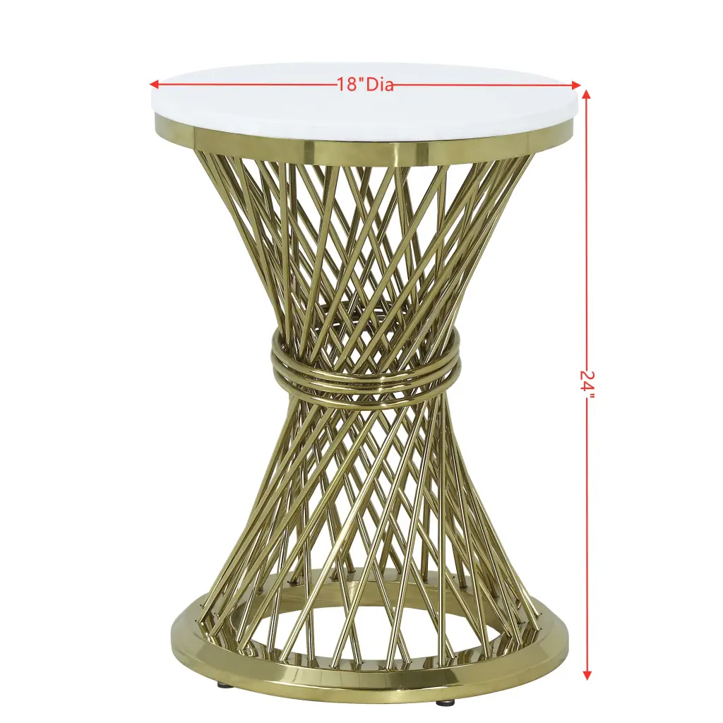Fallon End Table Engineered Marble & Precious Metal Finish LV01958 acme onsite store