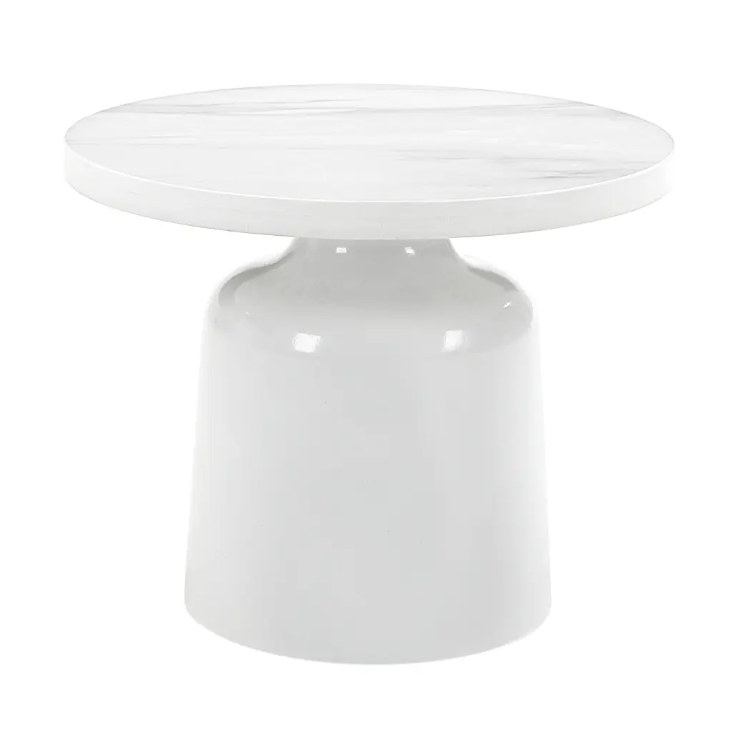 Zaid End Table Engineering Stone White High Gloss Finish LV04226 acme onsite store