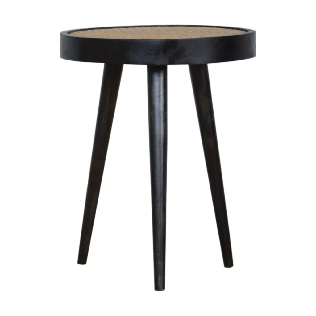 Carbon Black Rattan End Table Black Wood Rattan Side Table artisan furniture