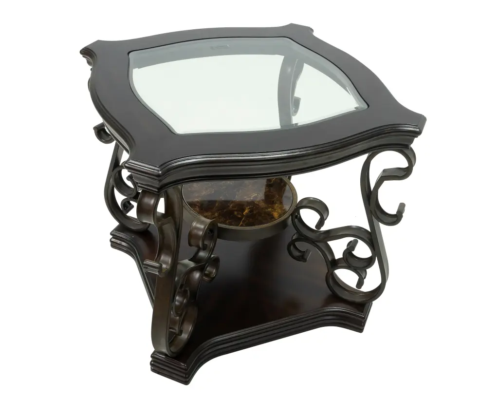 End Table Crystal Table Top MDF Stone Paper Middle Shelf Powder Coated Base chuangyuan smart home