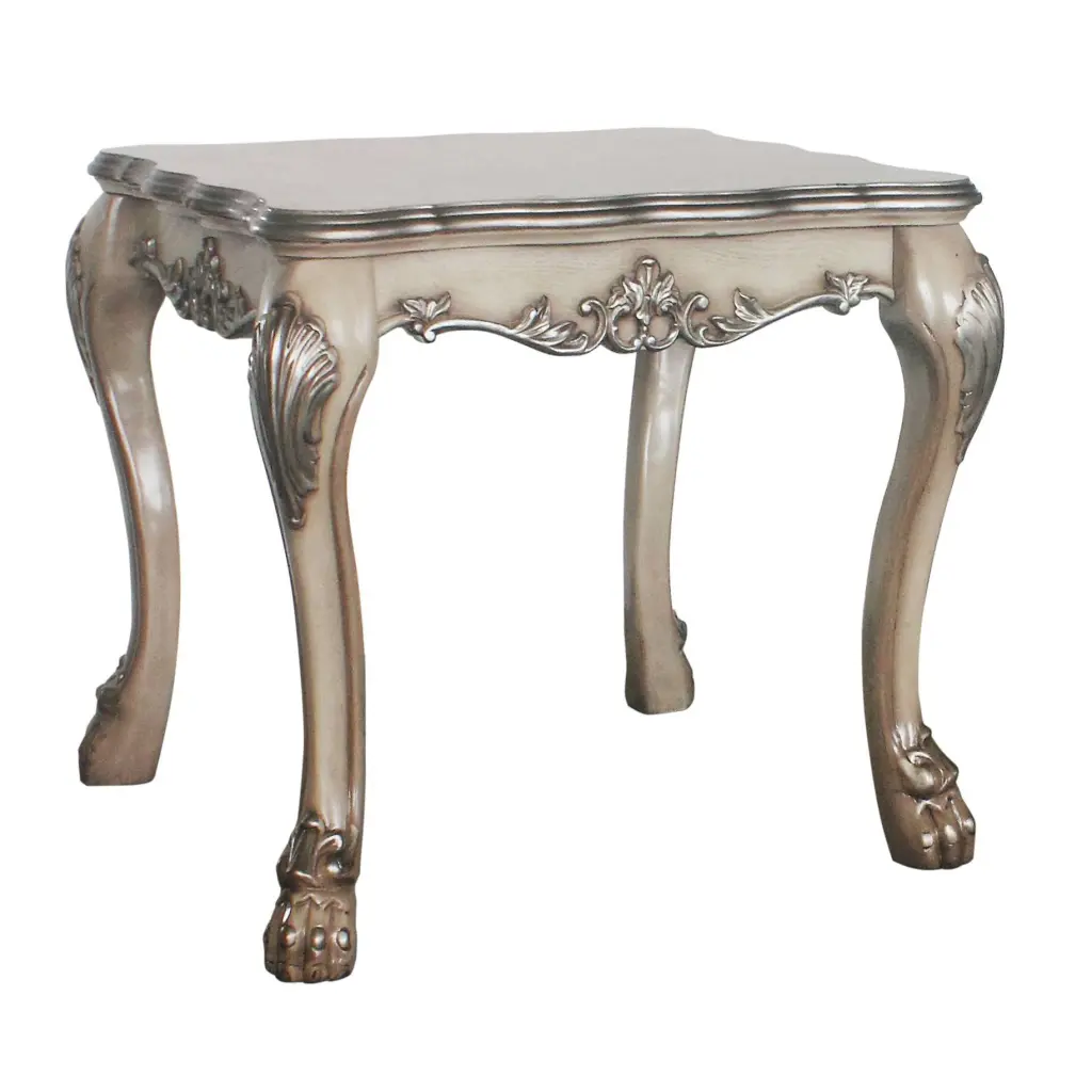 Vintage Bone White Square End Table Traditional Living Room Accent Furniture furniture max