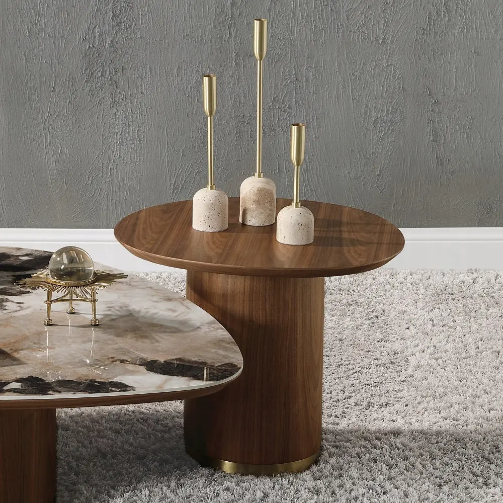 Walnut End Table Pedestal Walnut Primary Living Space Round Wood Side Table furniture max