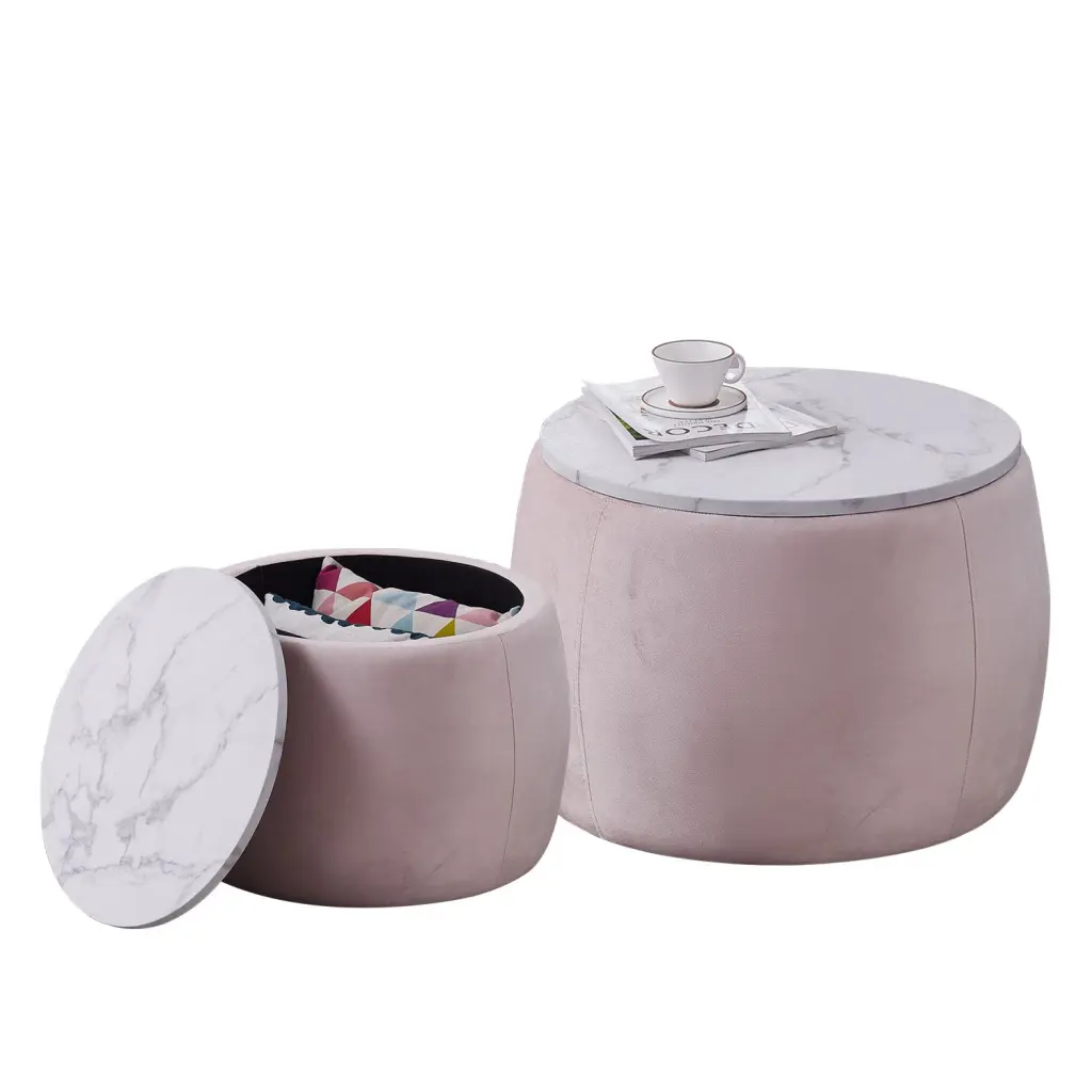 Set 2 Round End Tables Storage Removable Tray Living Room Bedroom justone interior