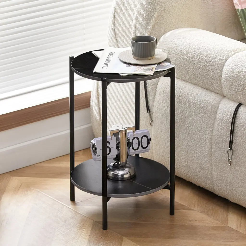 2 Layer End Table Whole Marble Top Round Coffee Table Modern Living Room jws-w241
