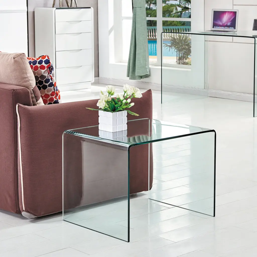 Tempered Transparent Glass End Table Small Sofa Table kld furniture