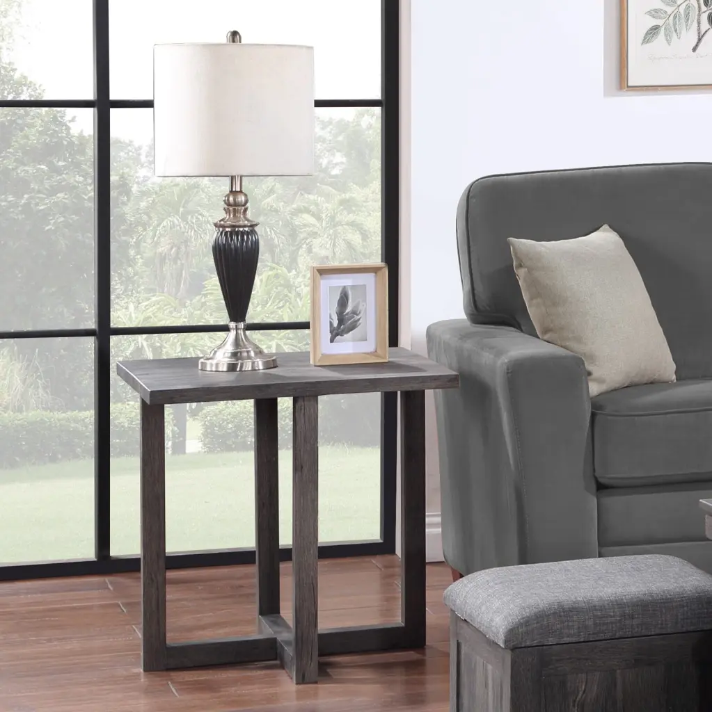 Moseberg 24 Inch Rustic Wood End Table - Brown Rubber Wood Finish lilola home