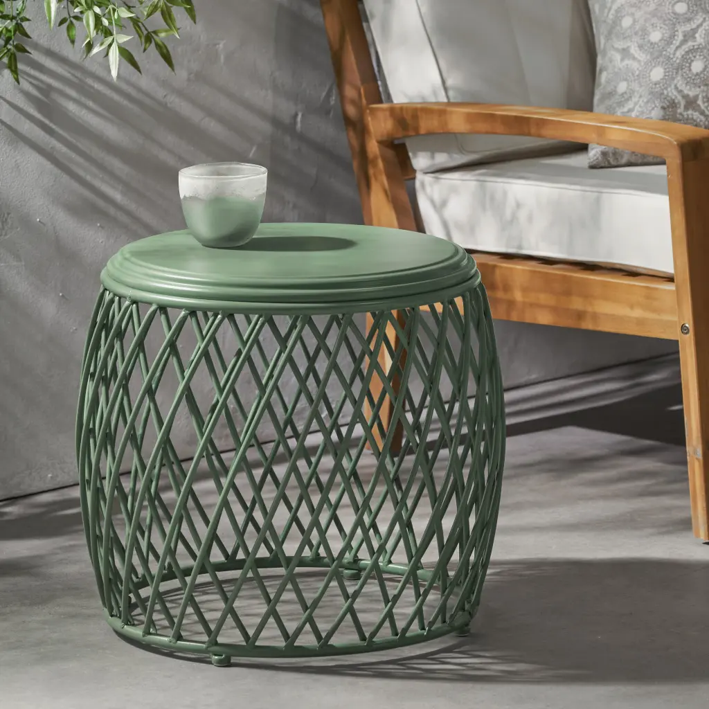 19.75 Inch Alamera Side Table Green Iron End Table Living Room nh-gardenpara