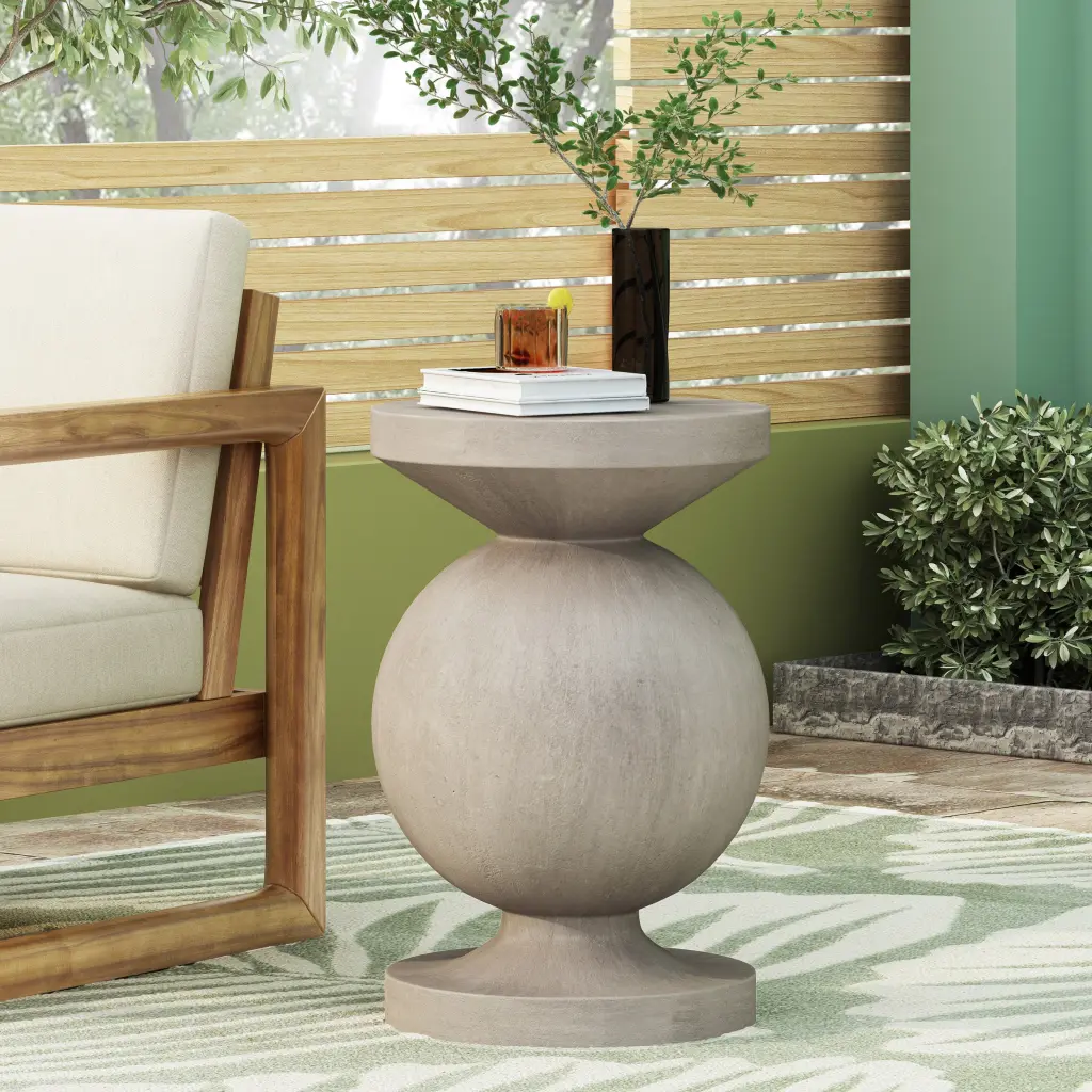 Natural Magnesium Oxide End Table Modern Side Table Sturdy and Durable nh-gardenpara