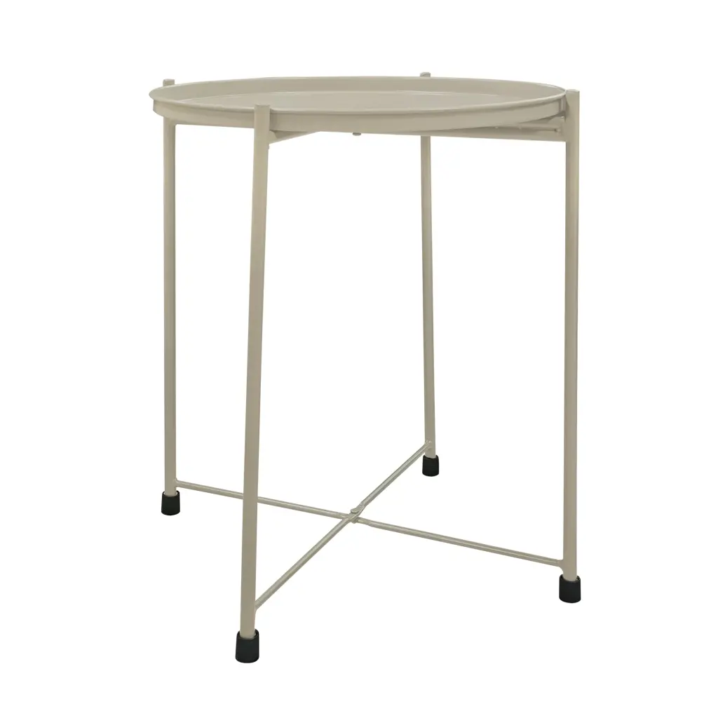 18 Inch Modern Side End Table Round Metal Tray Top Collapsible Legs royal hampton