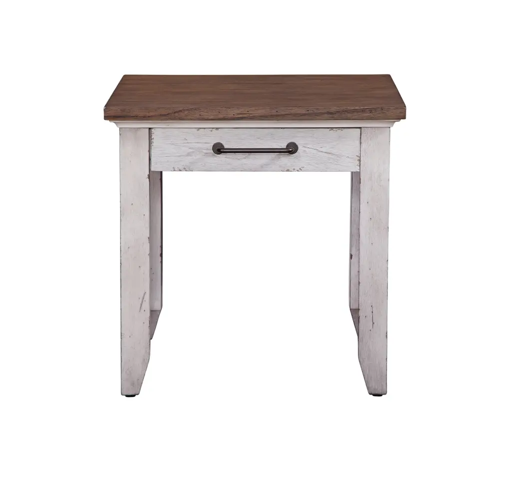 Bear Creek End Table White Timber Nightstand Bedroom steve silver furniture